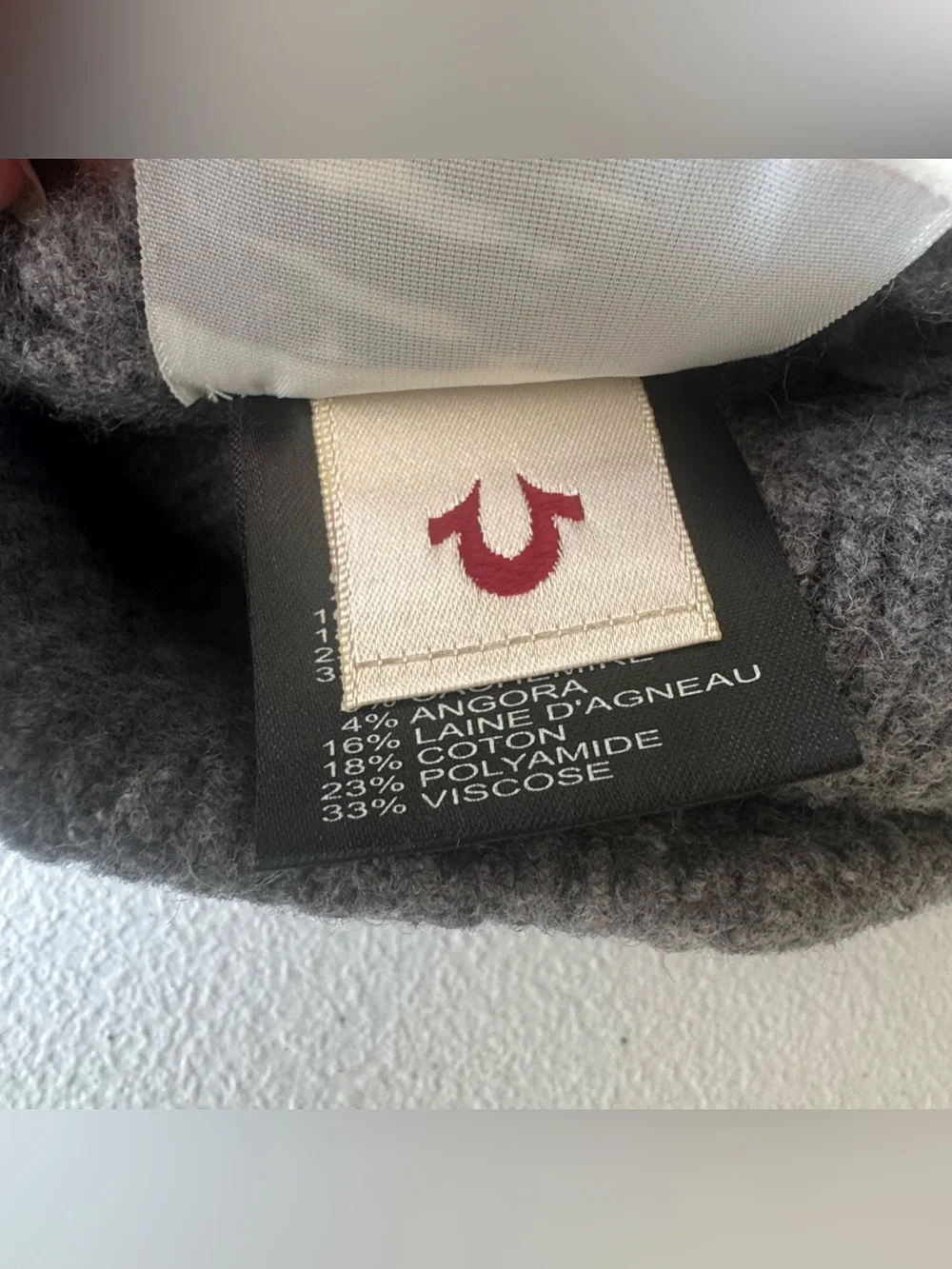 True Religion Knit Watchcap with Pom Cashmere/Lambswool/Angora/Cotton